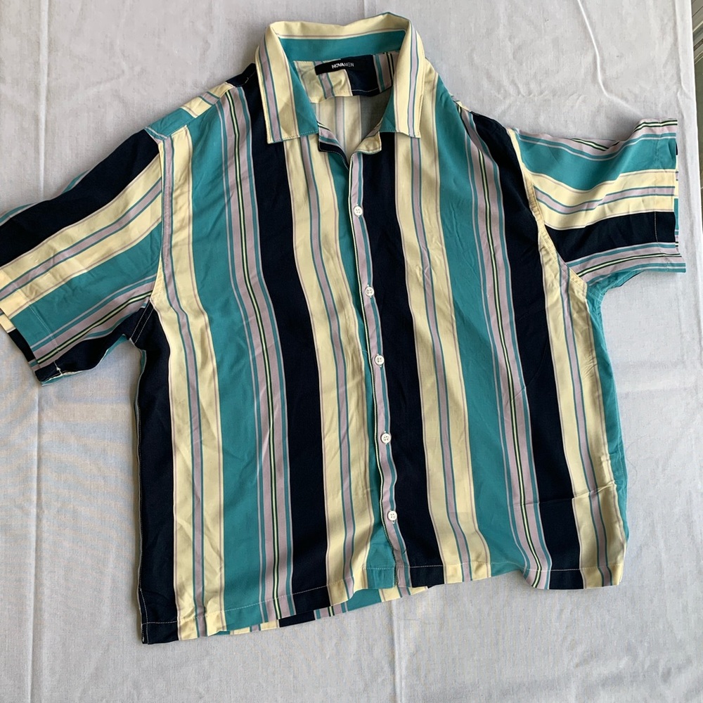 Fashion Nova Striped Button Up Men’s Top